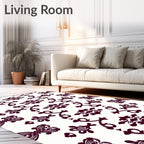 Deep Plum Victorian Scrollwork Medallion Rug