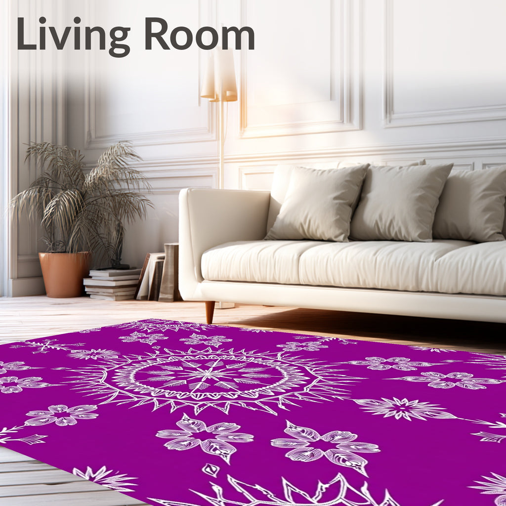 Violet Mandala Snowflake Starburst Rug
