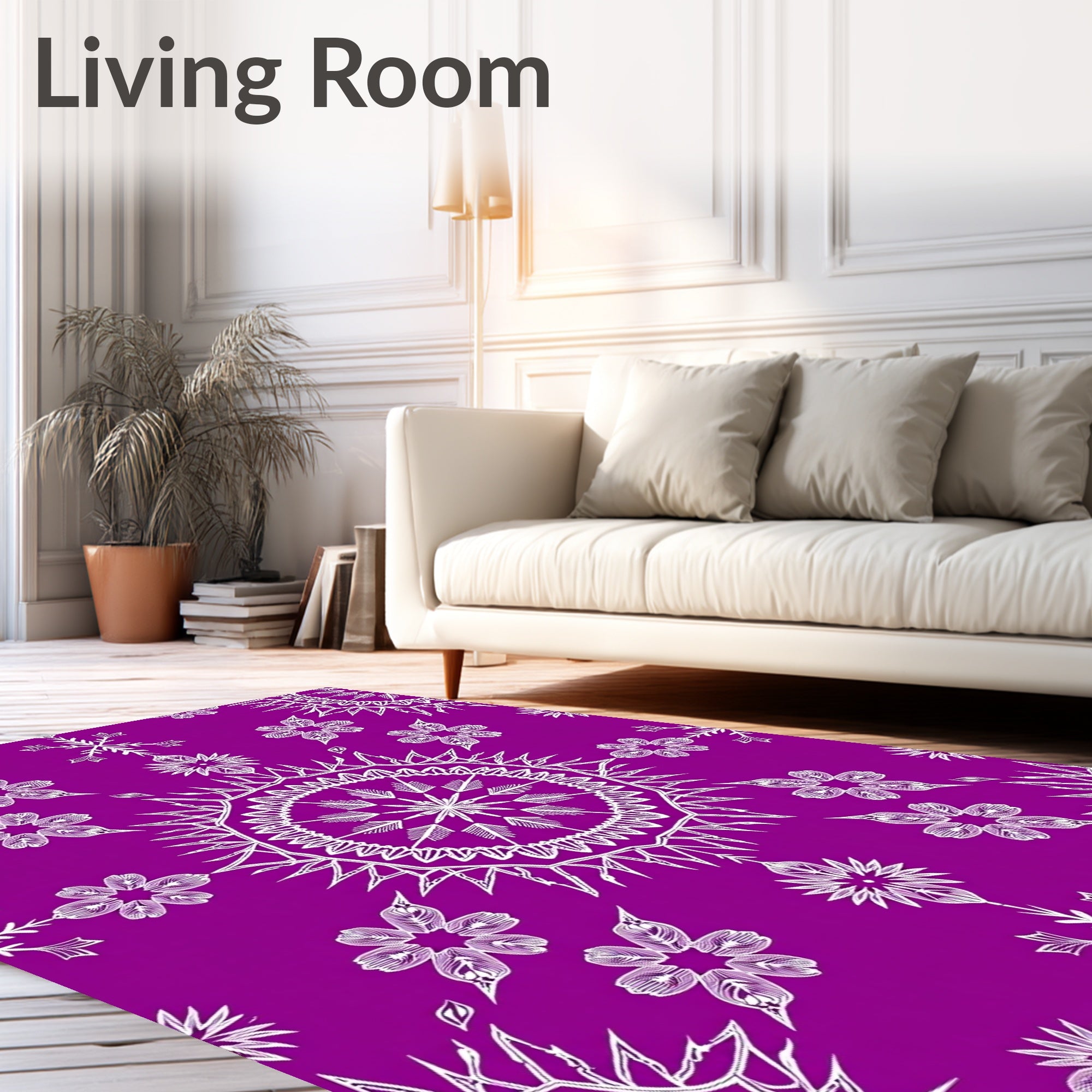 Violet Mandala Snowflake Starburst Rug