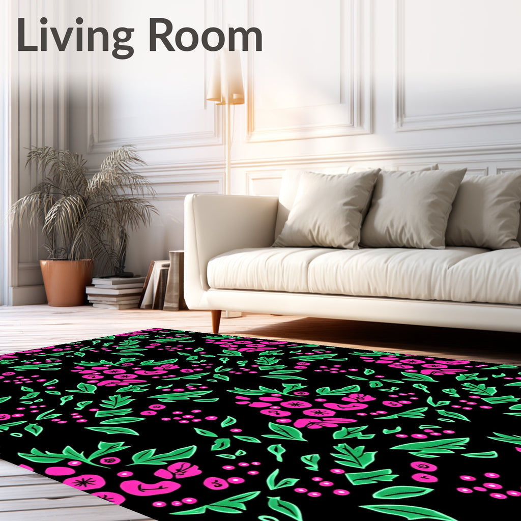 Vibrant Pink Berry Foliage Rug