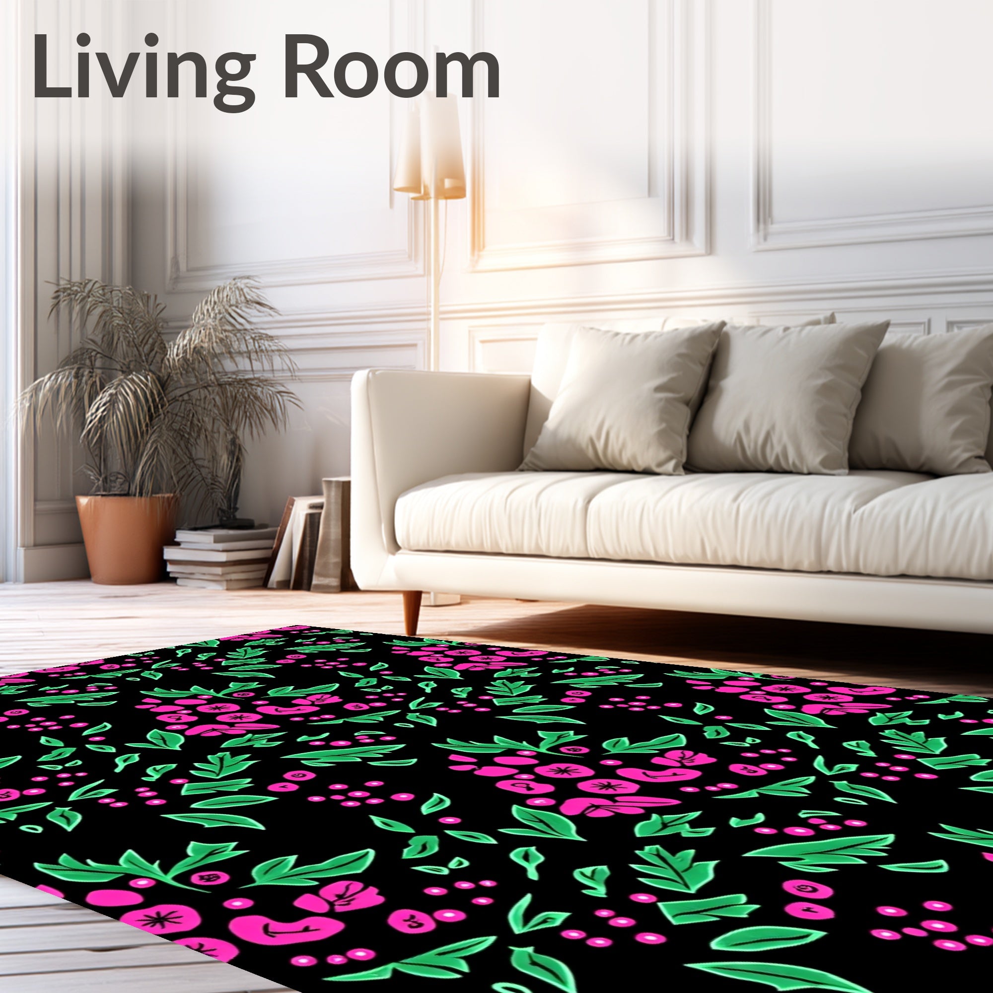 Vibrant Pink Berry Foliage Rug