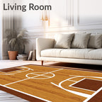 Wooden Basketball Court Arena Rug