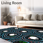 Black Blue Red Abstract Geode Rug
