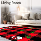 Red Black Buffalo Snowman Holly Rug