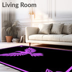Vivid Plum Phoenix Winged Creature Frame Rug