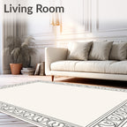 Classic Black Ivory Scroll Border Rug