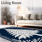 White Christmas Tree Festive Border Rug