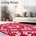 Radiant Crimson Pink Heart Mandala Rug