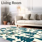 Teal Forest Village Scene Rug