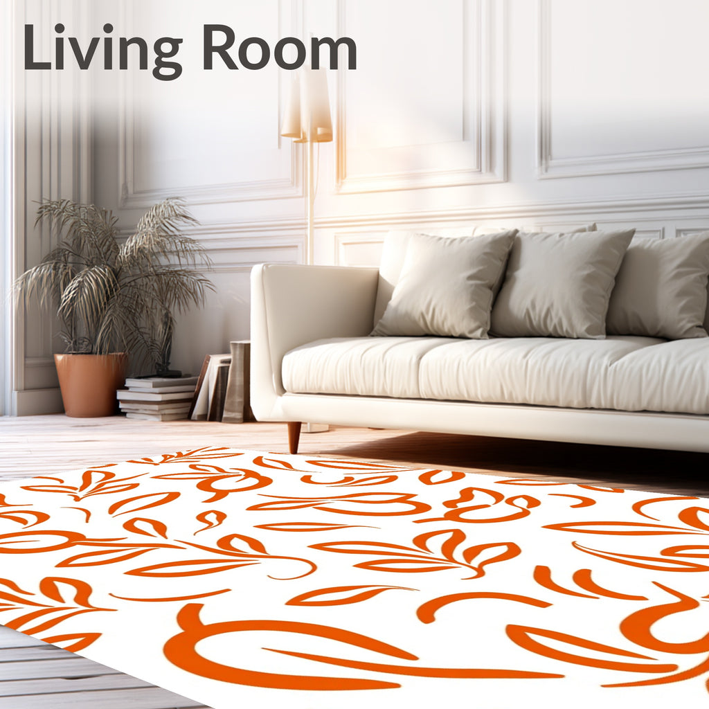 Orange Sketch Botanical Garden Rug