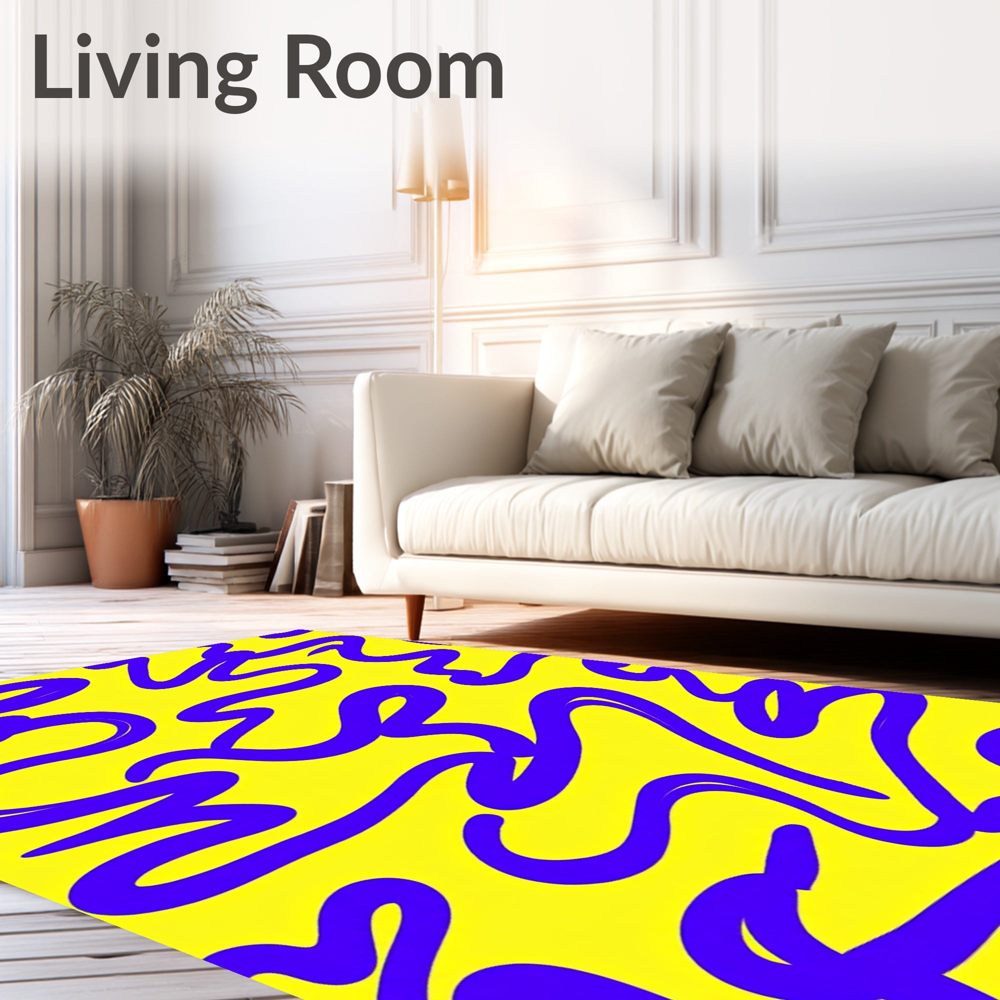 Vibrant Yellow Purple Swirl Rug