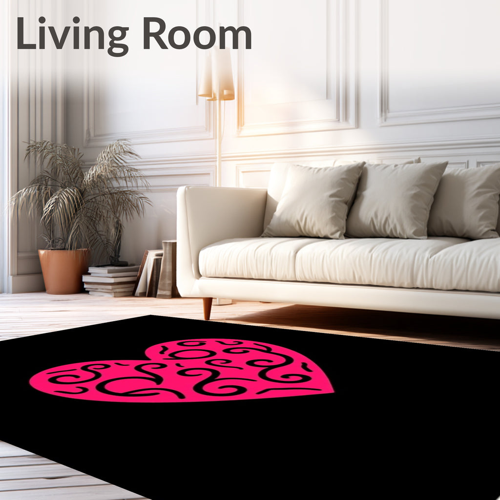 Hot Pink Swirl Heart Romance Rug