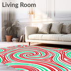 Crimson Green Swirl Ribbon Rug