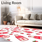 Pink Strawberry Milk Bottles And Fruit Rug