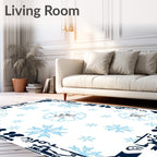 Whimsical Snowman Snowflake Winter Border Rug