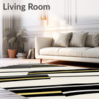 Striking Gold Black Striped Abstraction Rug