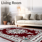 Deep Red Medallion Floral Elegance Rug
