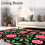 Festive Red White Peppermint Holly Rug