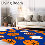 Orange Blue Sports Balls Scatter Rug