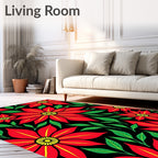 Bold Red Flower Garden Rug