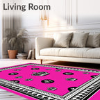 Vibrant Pink Crown Medallion Border Rug