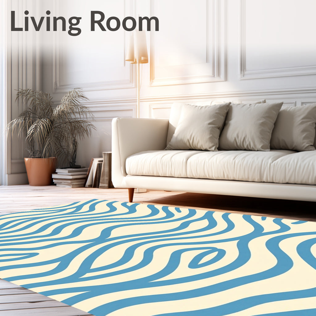 Coastal Blue Wave Abstract Rug