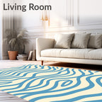 Coastal Blue Wave Abstract Rug