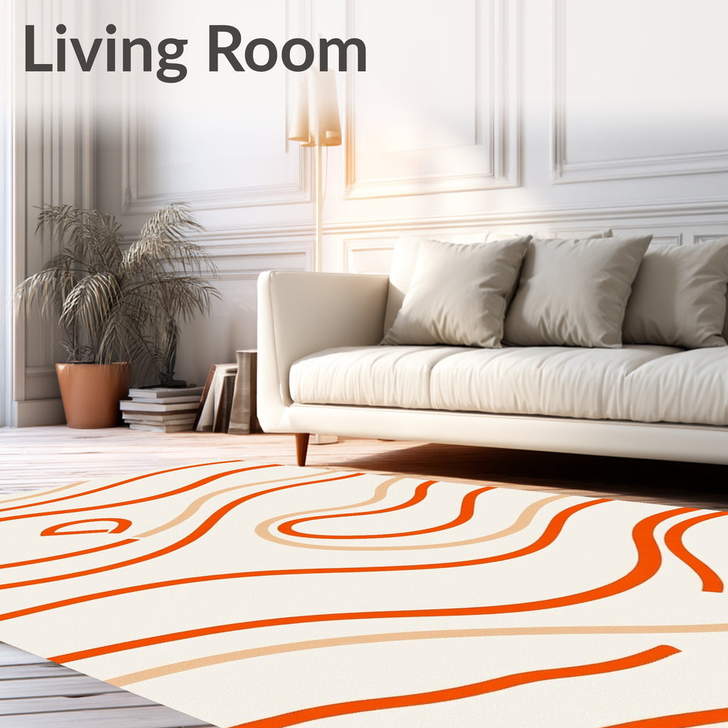 Warm Orange Wavy Lines Rug