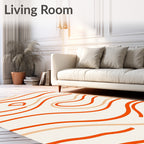 Warm Orange Wavy Lines Rug
