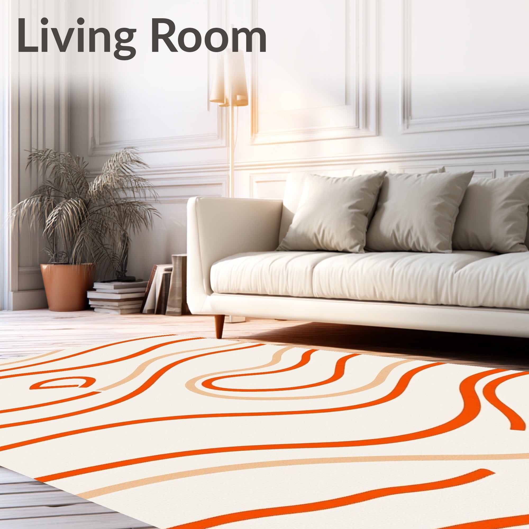 Warm Orange Wavy Lines Rug