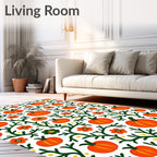 Orange Pumpkin Floral Vine Background Rug