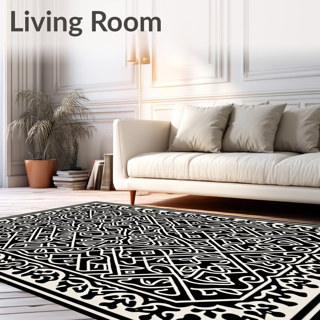 Black White Intricate Celtic Knot Rug