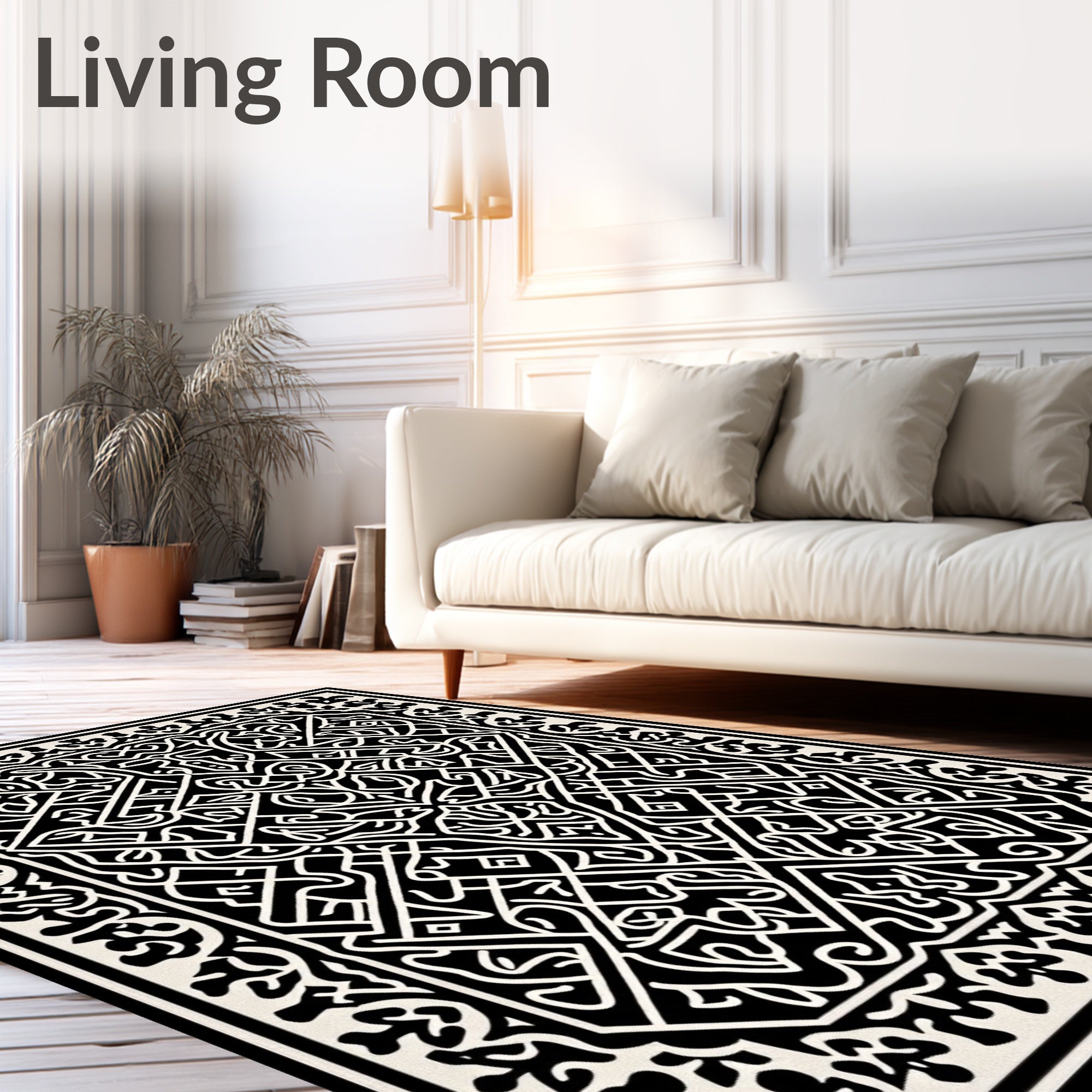 Black White Intricate Celtic Knot Rug