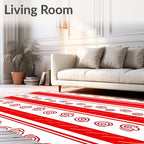 Crimson White Swirl Stripe Rug