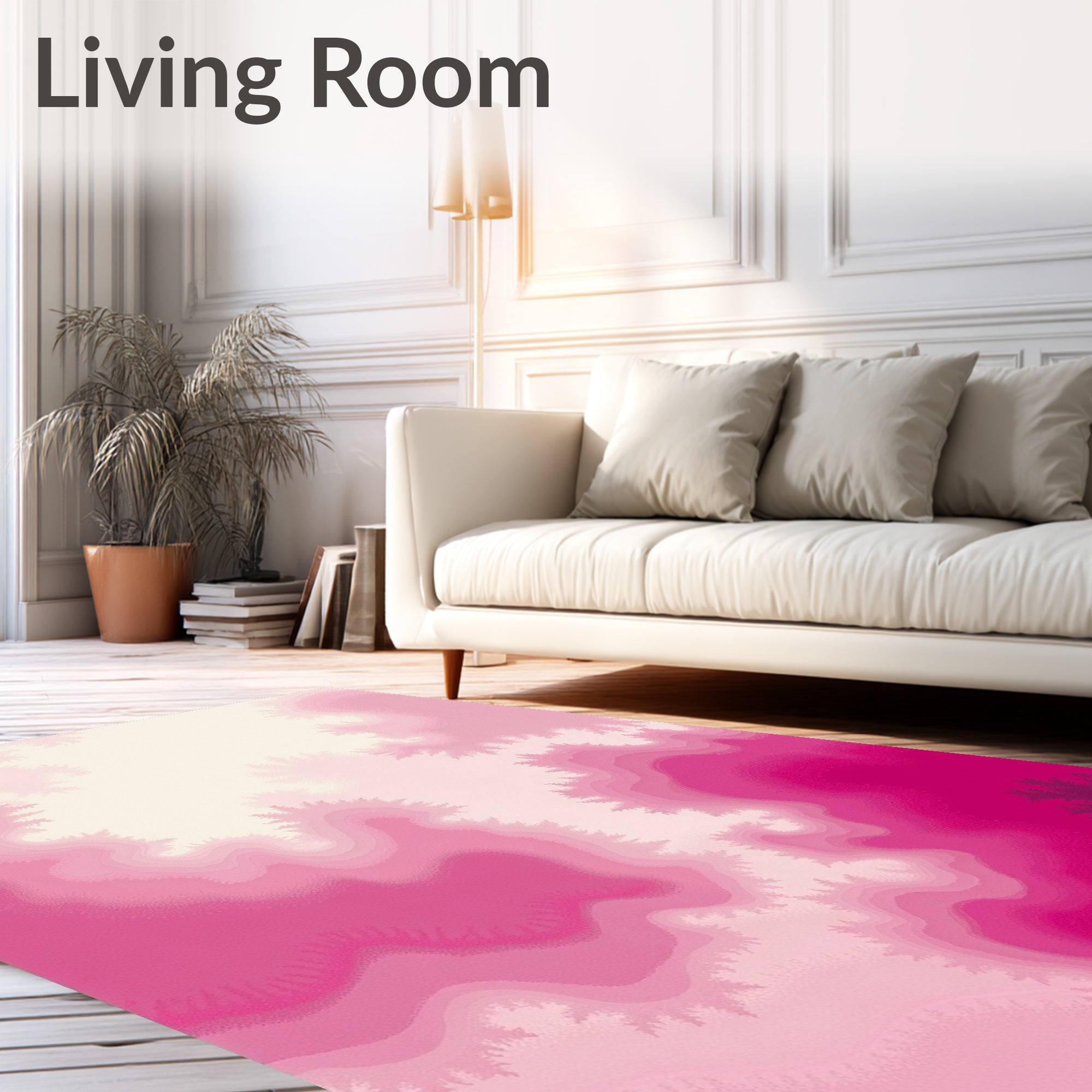Fuchsia Pink Fractal Bloom Gradient Rug
