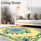 Azure Art Nouveau Floral Panel Rug