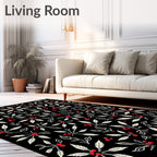 Christmas Holly Berry Leaf Garland Rug