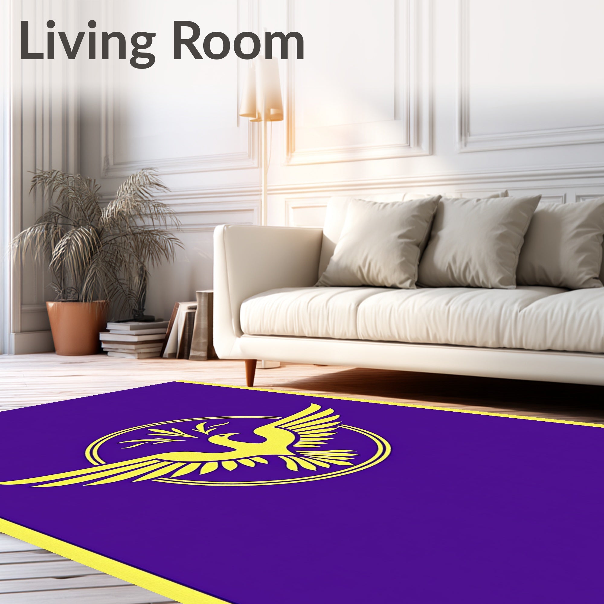 Golden Eagle Purple Circular Emblem Rug