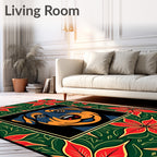 Bold Rottweiler Floral Frame Rug