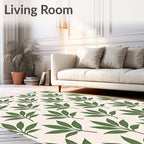 Earthy Green Leafy Branch Repeat Rug