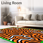 Vivid Orange Black White Swirl Rug