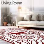 Crimson Wolf Sun Floral Mandala Rug