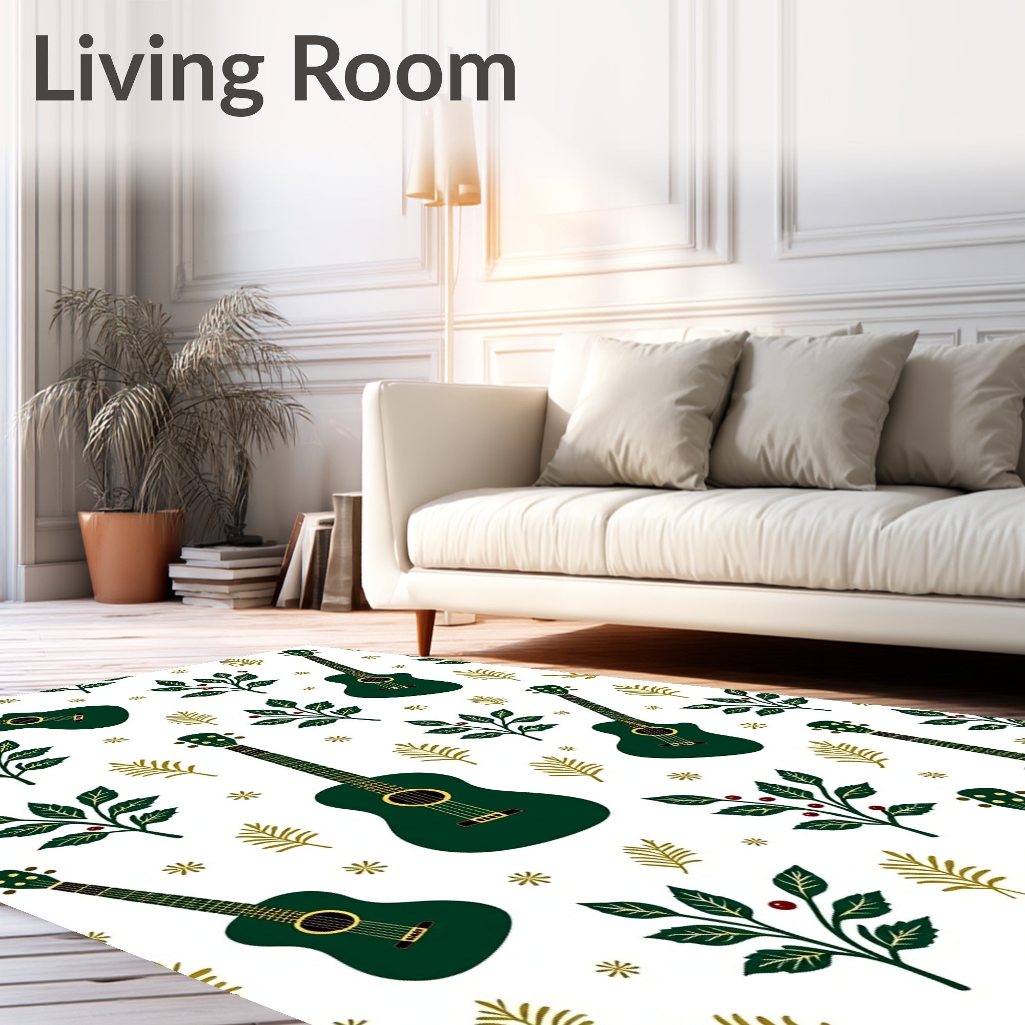Green Guitar Foliage Starburst Rag Rug