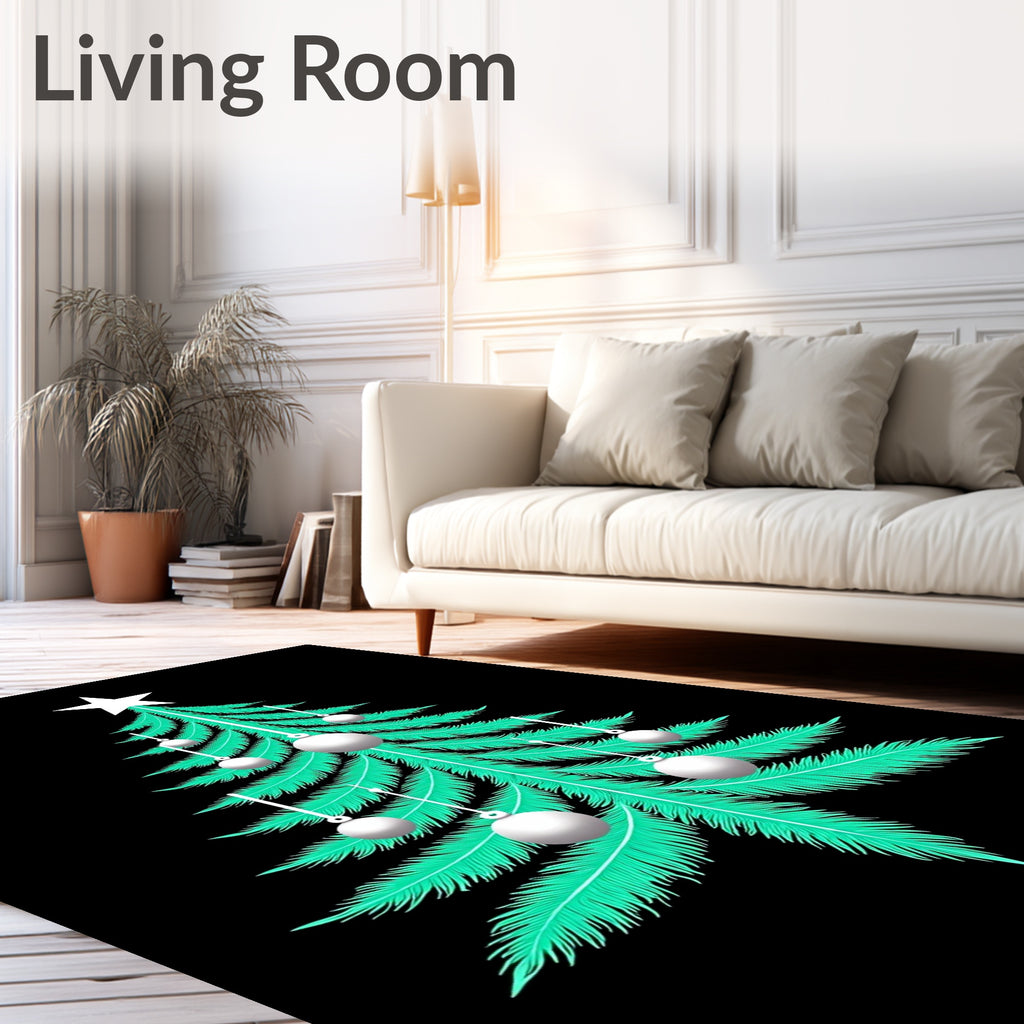 Teal Pine Star Ornaments Rug