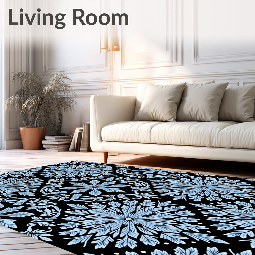 Sky Blue Floral Medallion Repeat Rug