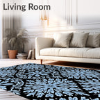 Sky Blue Floral Medallion Repeat Rug