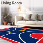Modern Red Blue Geometric Arrows Rug