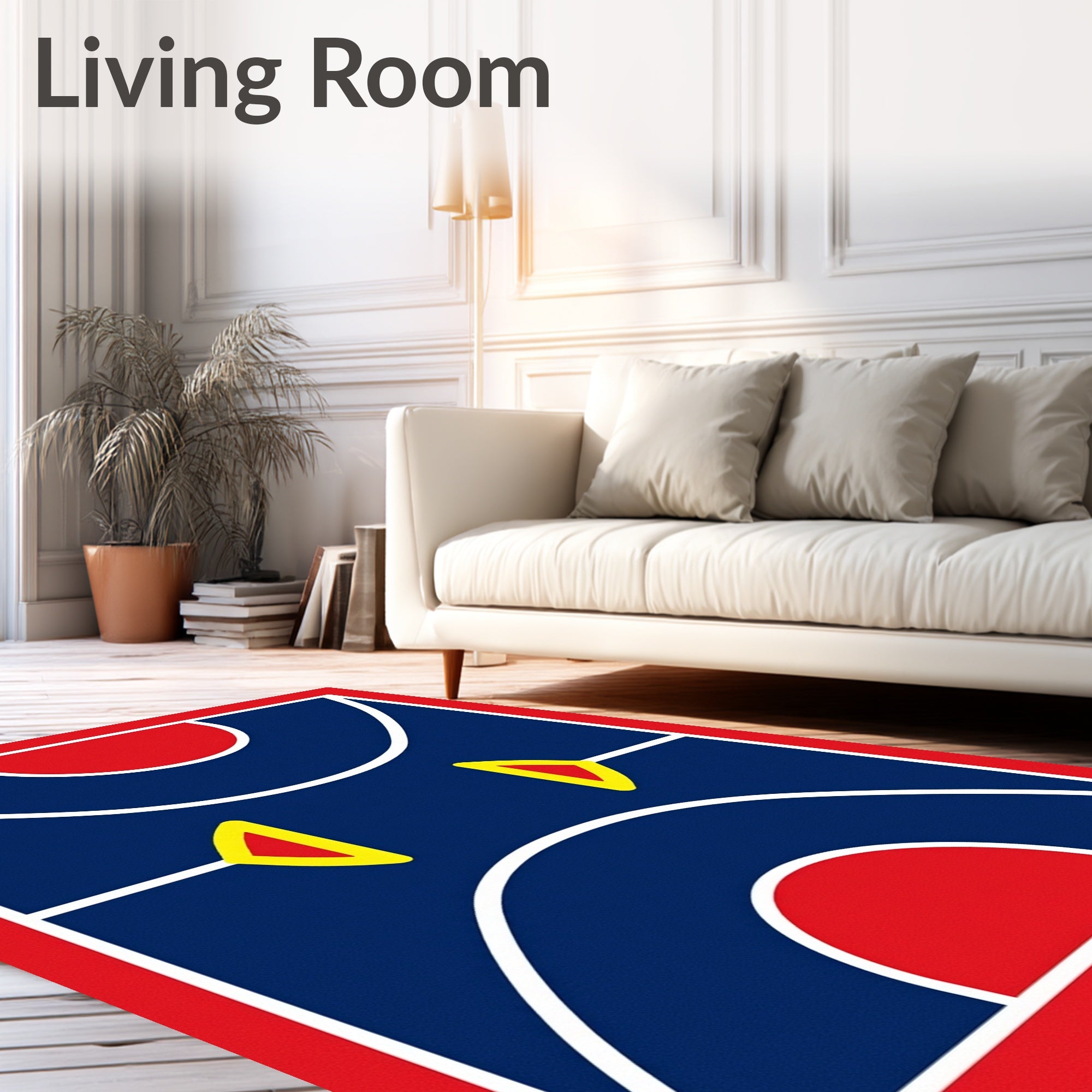 Modern Red Blue Geometric Arrows Rug