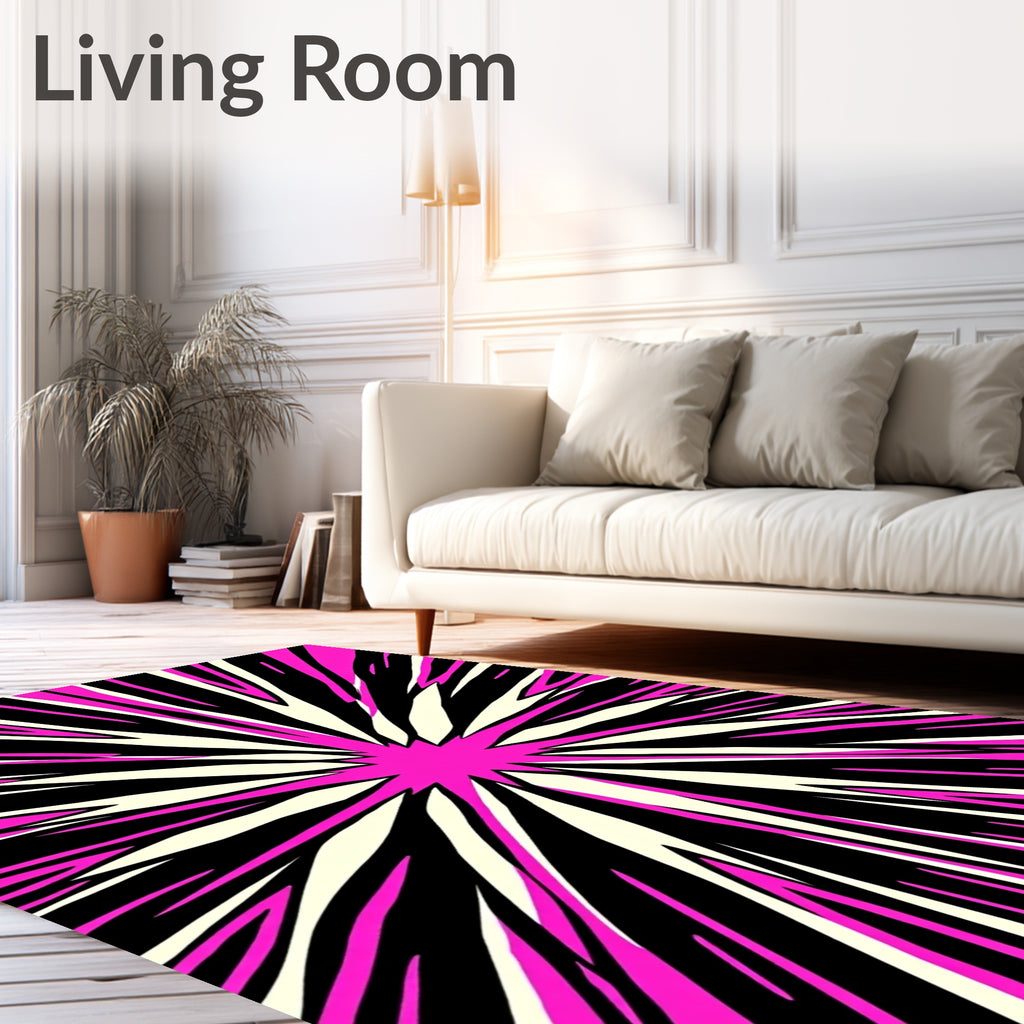 Radiant Pink Burst Geometric Rug