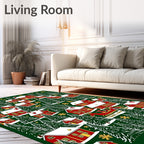 Red Village Snowy Christmas Trees Sleigh Rug